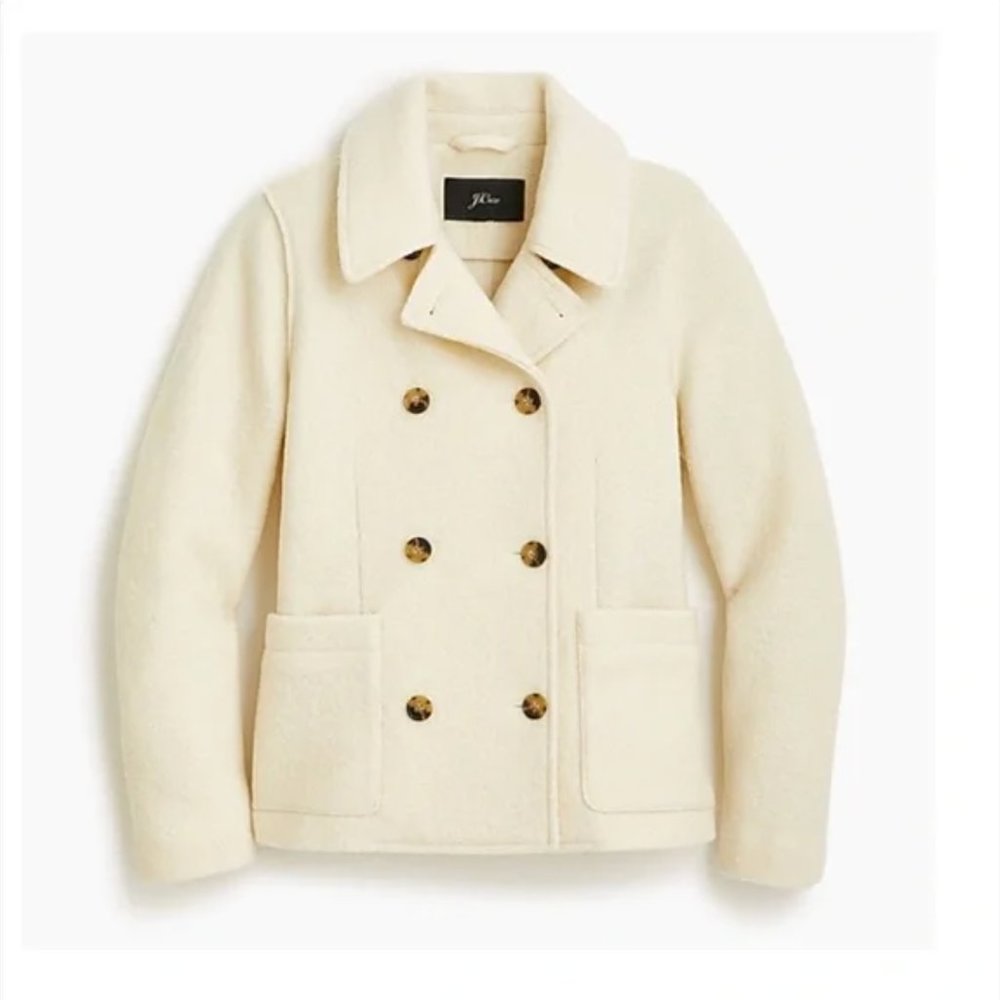 NWOT-J Crew- Double-breasted peacoat in Italian boiled wool